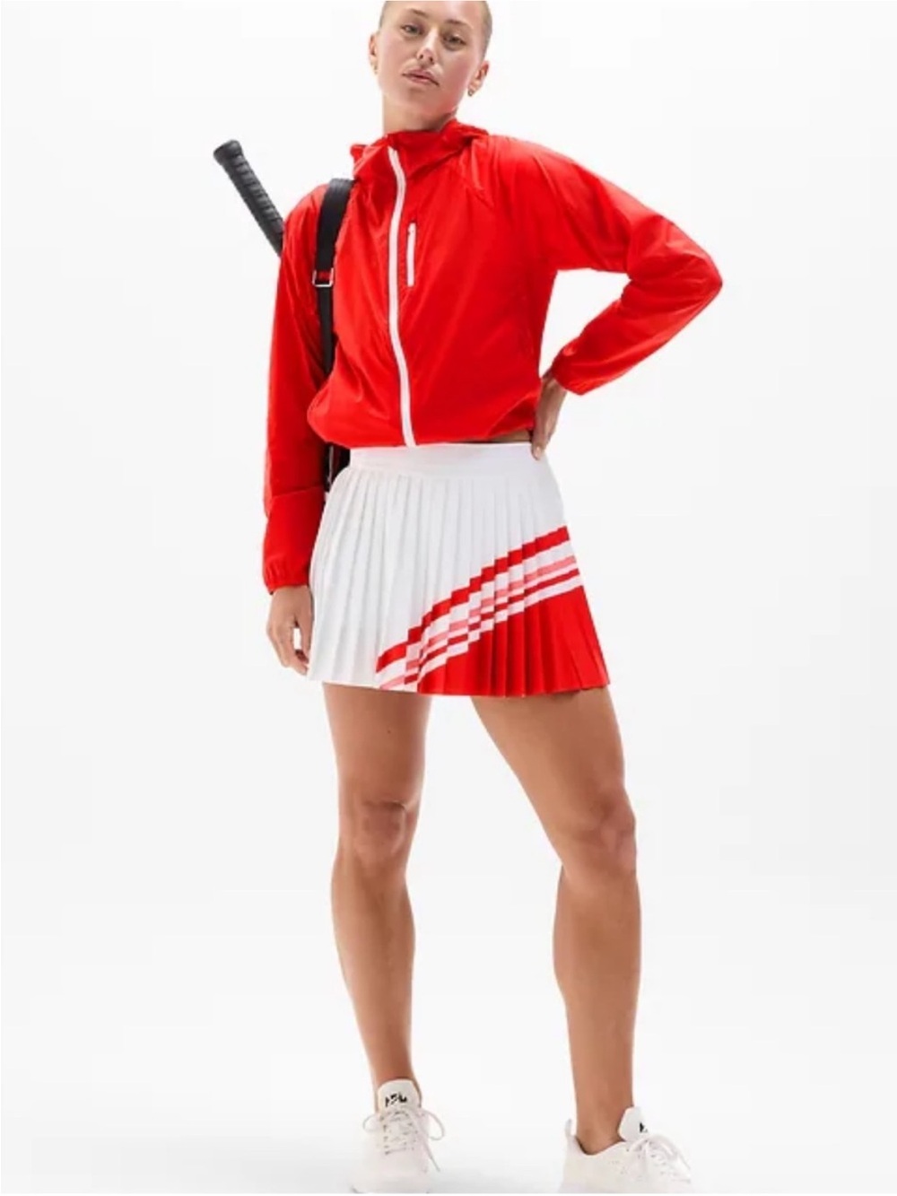 NWT Athleta MatchPoint Pleated Colorblock Skort - Small - Red and White - Picture 3 of 12